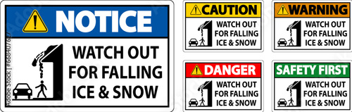 Caution Sign Watch Out For Falling Ice And Snow