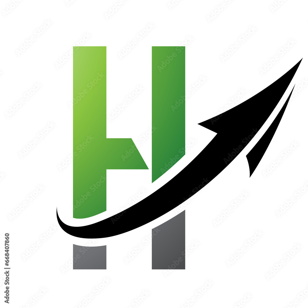Green and Black Futuristic Letter H Icon with an Arrow Green and Black Futuristic Letter H Icon with an Arrow