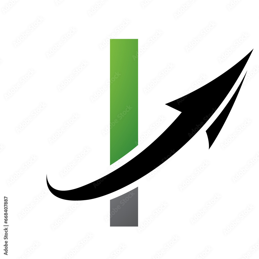 Green and Black Futuristic Letter I Icon with an Arrow Green and Black Futuristic Letter I Icon with an Arrow