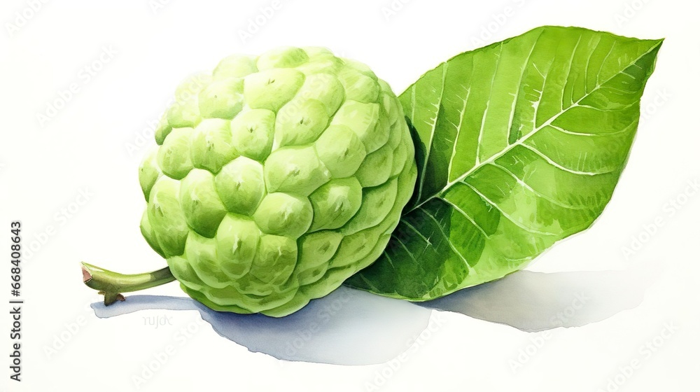 Fototapeta premium チェリモヤの水彩イラスト