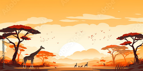 Abstract background illustration of animals on the African savannah. © Jeff Whyte