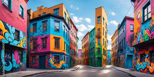 Vibrant Urban Life: Colorful Streets and Artistic Murals © Makaron