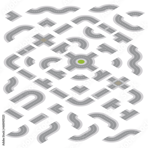 Isometric Light Grey Road Building Kit