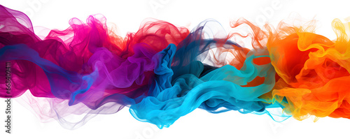 Colorful ink splashes acrylic colored smoke watercolor in water, Abstract background. Color explosion frame border elements for design, isolated on white and transparent background