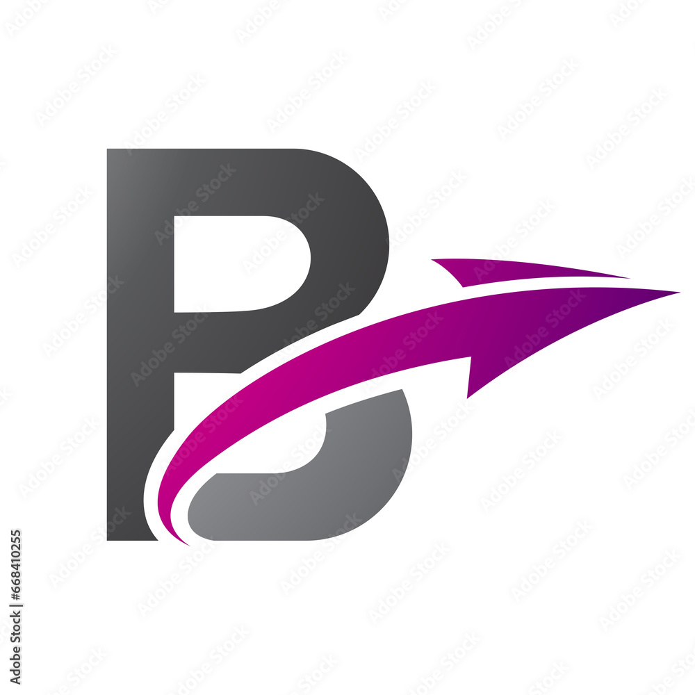 Magenta and Black Uppercase Letter B Icon with an Arrow