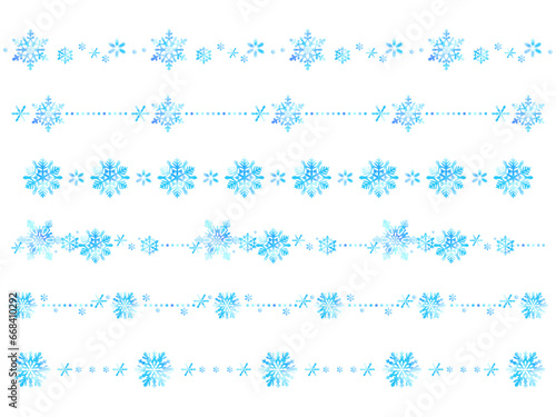冬向け、雪のイラスト素材、ラインのセット