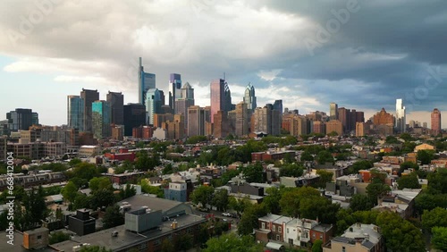 Aerial Sunset View of Downtown Philadelphia