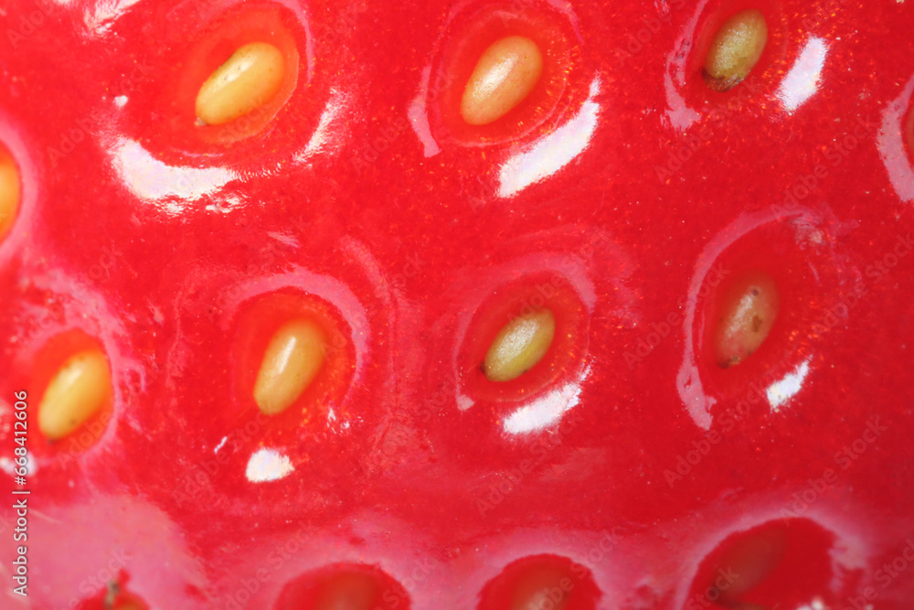 Texture of ripe strawberry as background, macro view. Fresh berry Texture of ripe strawberry as background, macro view. Fresh berry