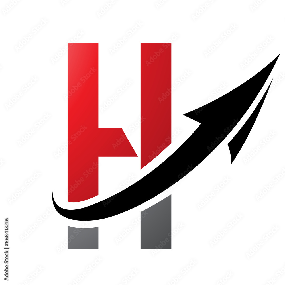 Red and Black Futuristic Letter H Icon with an Arrow Red and Black Futuristic Letter H Icon with an Arrow