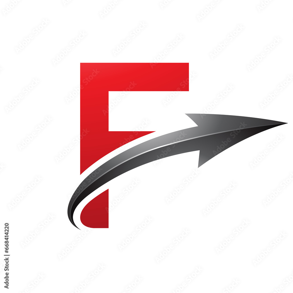 Red and Black Uppercase Letter F Icon with a Glossy Arrow Red and Black Uppercase Letter F Icon with a Glossy Arrow