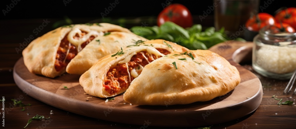 Puglia panzerotti filled with tomato and cheese Puglia panzerotti filled with tomato and cheese