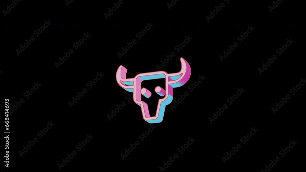 Bright skull cow icon is jumping merrily. Retro style. Alpha channel black. Looped from frame 120 to 240, Alpha BW at the end Bright skull cow icon is jumping merrily. Retro style. Alpha channel black. Looped from frame 120 to 240, Alpha BW at the end