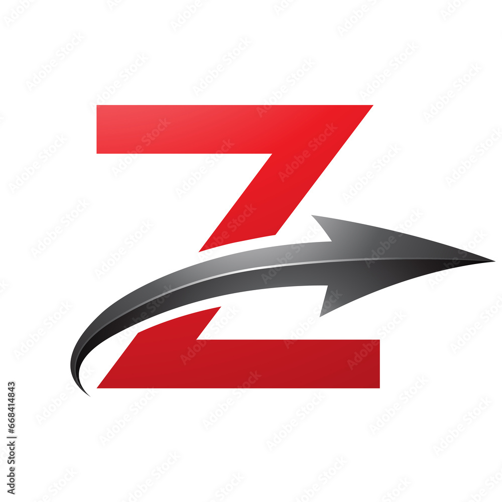 Red and Black Uppercase Letter Z Icon with a Glossy Arrow Red and Black Uppercase Letter Z Icon with a Glossy Arrow