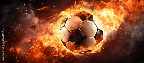 Fiery soccerball carried by soccer players in the game © 2rogan