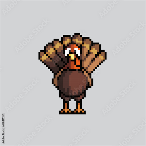 Pixel art illustration Turkey. Pixelated Turkey. Turkey farm pixelated for the pixel art game and icon for website and video game. old school retro.