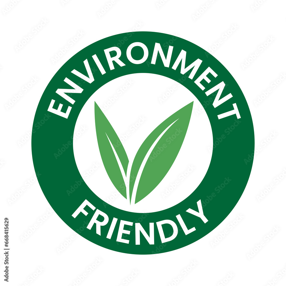 Round Environment Friendly Icon with Dark Green V Shaped Leaves Round Environment Friendly Icon with Dark Green V Shaped Leaves