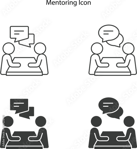 Business mentor help team partner. Creative Idea Concept of Mentor and Coaching. Modern Flat thin line icon designed vector illustration.