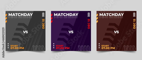 Set of sport match social media vector template