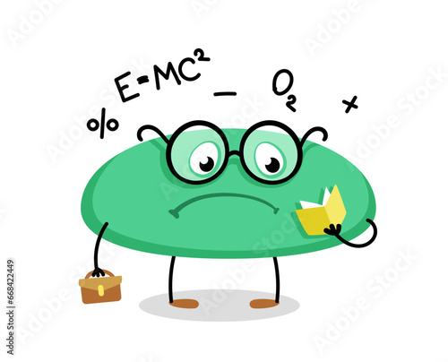 Cute monster character concept. Abstract spotted demon. Adorable fictional character. Sticker for social networks and messengers. Cartoon flat vector illustration isolated on white background