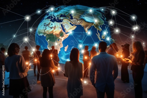 Global communication network with digitally connected people.