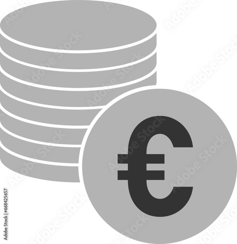 Euro European Currency Coin Money Round Circle Symbol Icon. Vector Image.