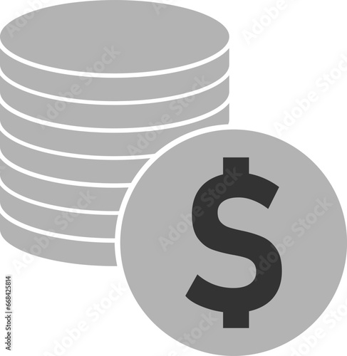 US Dollar Currency Coin Money Round Circle Symbol Icon. Vector Image.