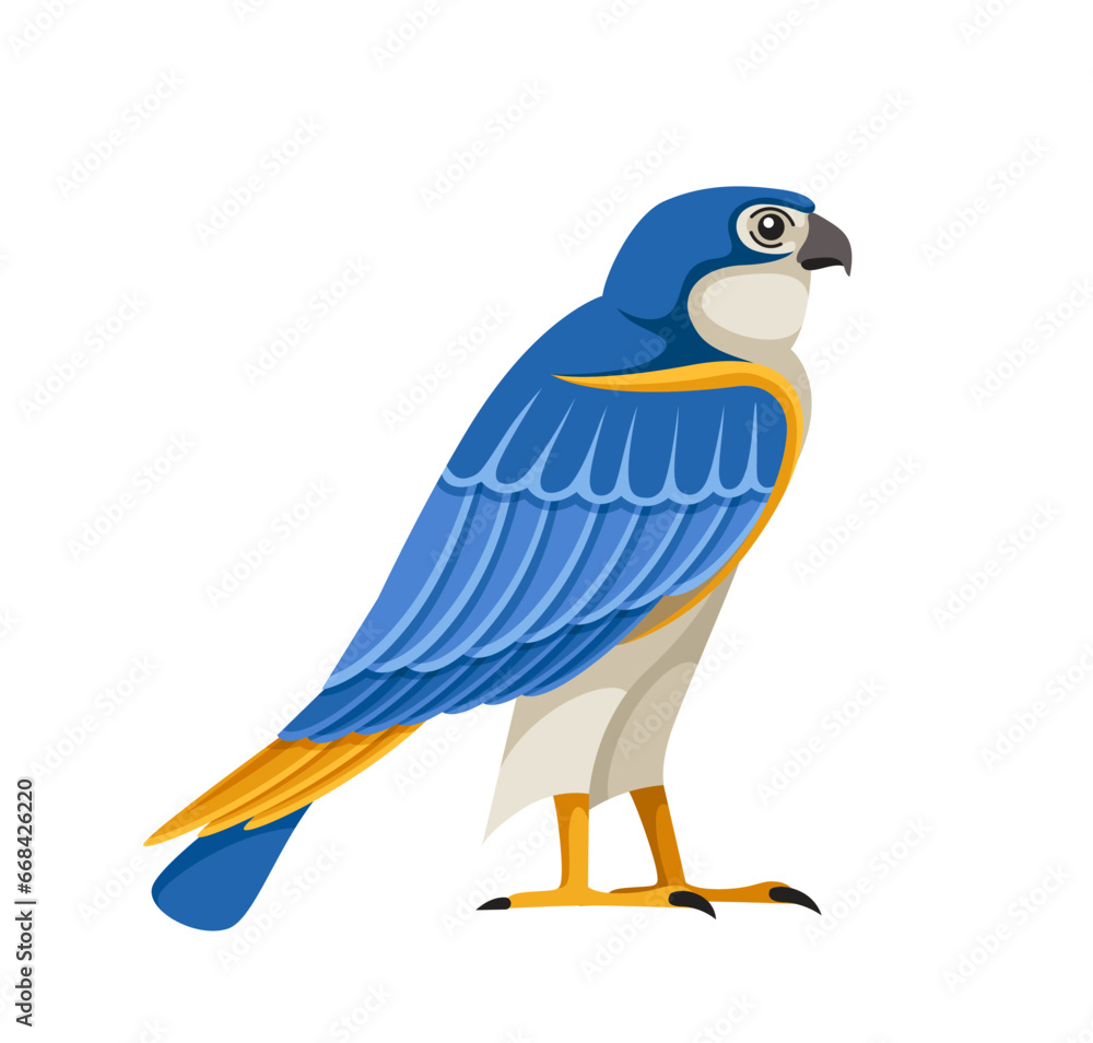 Egypt symbol concept. Blue bird of egyptian culture and history. Archeology and paleontology. Social networks sticker. Cartoon flat vector illustration isolated on white background