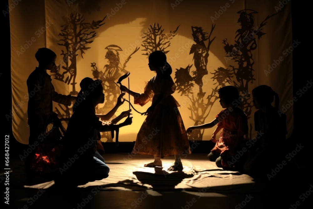 Intriguing shadow puppetry performed during a cultural celebration.