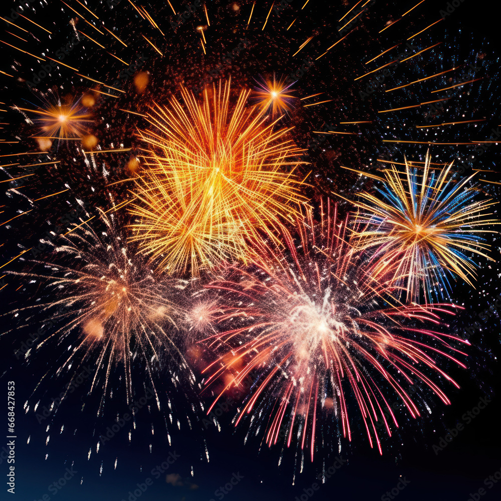 Fototapeta premium A_fireworks_display_in_the_sky_with_sparks_stock