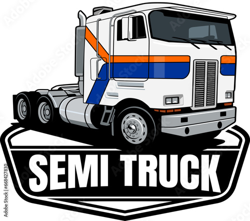 semi truck logo design vector art