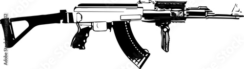 Automatic rifle Firearm weapon Isolated set vector silhouette.