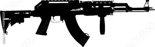 Automatic rifle Firearm weapon Isolated set vector silhouette.