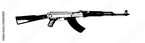 Automatic rifle Firearm weapon Isolated set vector silhouette.