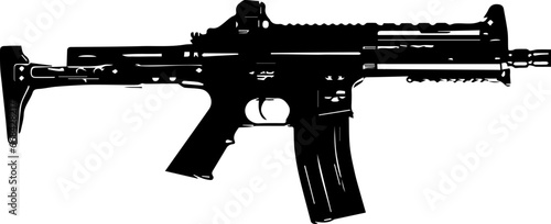 Automatic rifle Firearm weapon Isolated set vector silhouette.