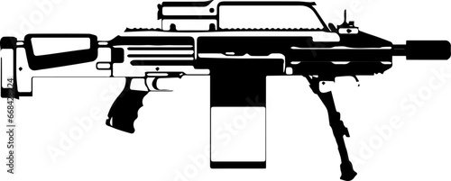 Automatic rifle Firearm weapon Isolated set vector silhouette.