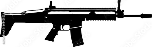 Automatic rifle Firearm weapon Isolated set vector silhouette.
