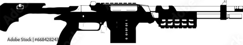 Automatic rifle Firearm weapon Isolated set vector silhouette.