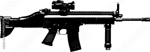 Automatic rifle Firearm weapon Isolated set vector silhouette.