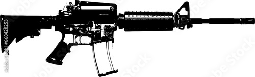 Automatic rifle Firearm weapon Isolated set vector silhouette. photo