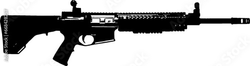 Automatic rifle Firearm weapon Isolated set vector silhouette.