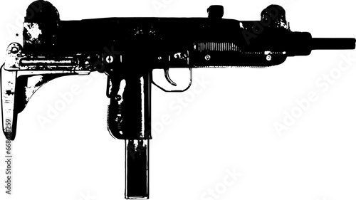 Automatic rifle Firearm weapon Isolated set vector silhouette.