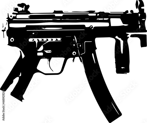Automatic rifle Firearm weapon Isolated set vector silhouette.