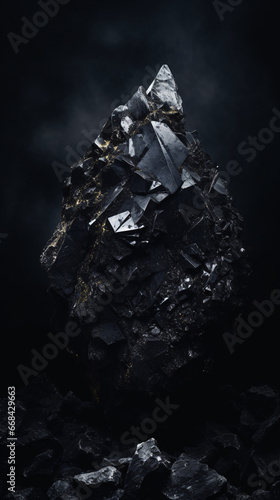 Beauty and Contrast Diamond Glistening Amidst a Backdrop of Raw Black Coal