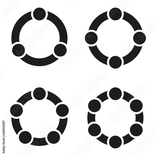 Set of circular charts, graphs, diagrams. Vector illustration. EPS 10.