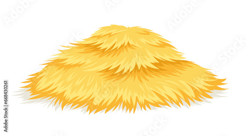 Haystack yellow concept. Agriculture and farming. Harvest and crop. Dry grass and wheat. Graphic element for website. Cartoon flat vector illustration isdolated on white background