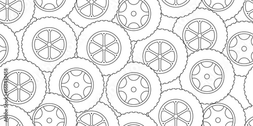 outline wheel tire seamless pattern