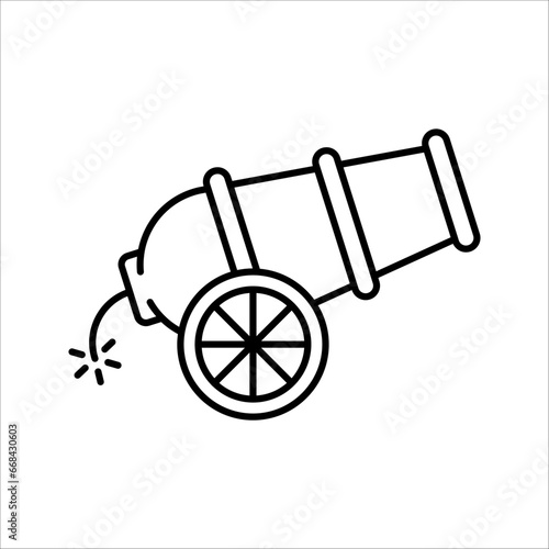 Linear canon icon from Army and war outline collection. vector illustration on white background