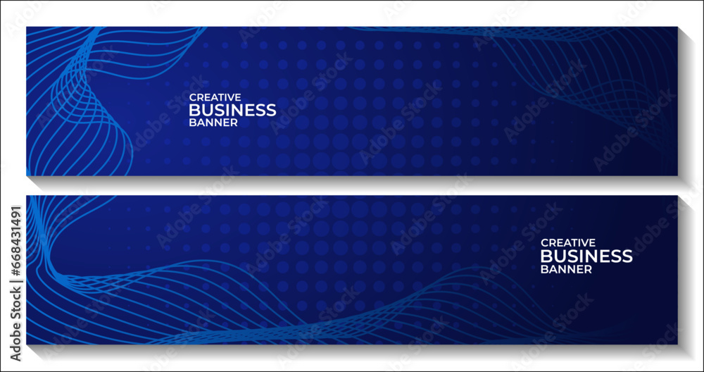 set of banners. modern dark blue background with lines and dots set of banners. modern dark blue background with lines and dots