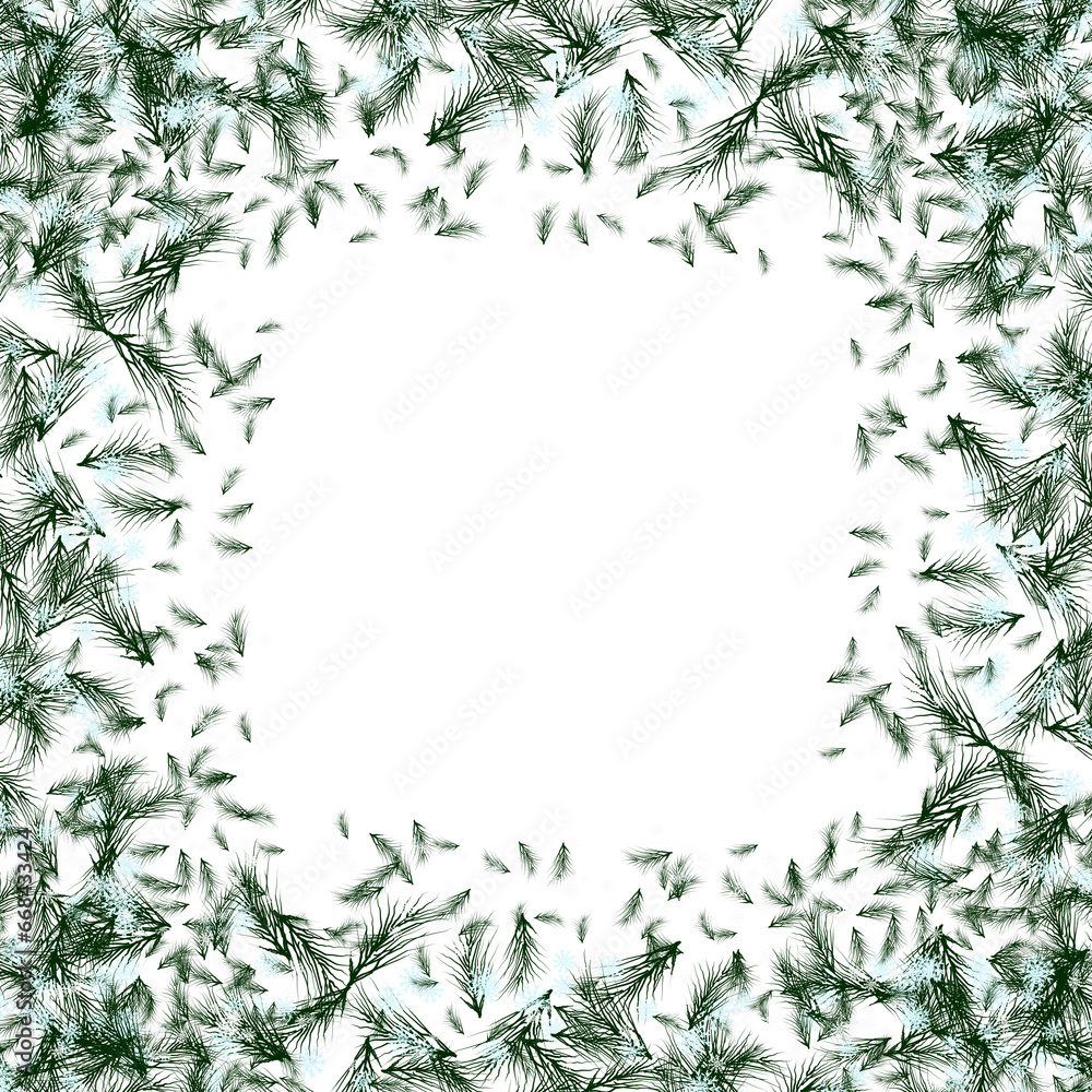 winter frame of leaves, christmas border with snow clipart. winter frame of leaves, christmas border with snow clipart.