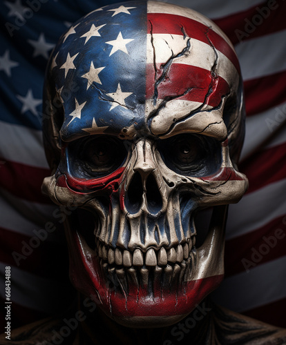 skull with American flag theme
